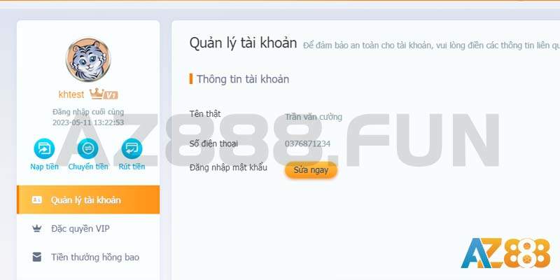 Mọi thông tin mà người chơi cung cấp đều phải chính xác và là của chính chủ